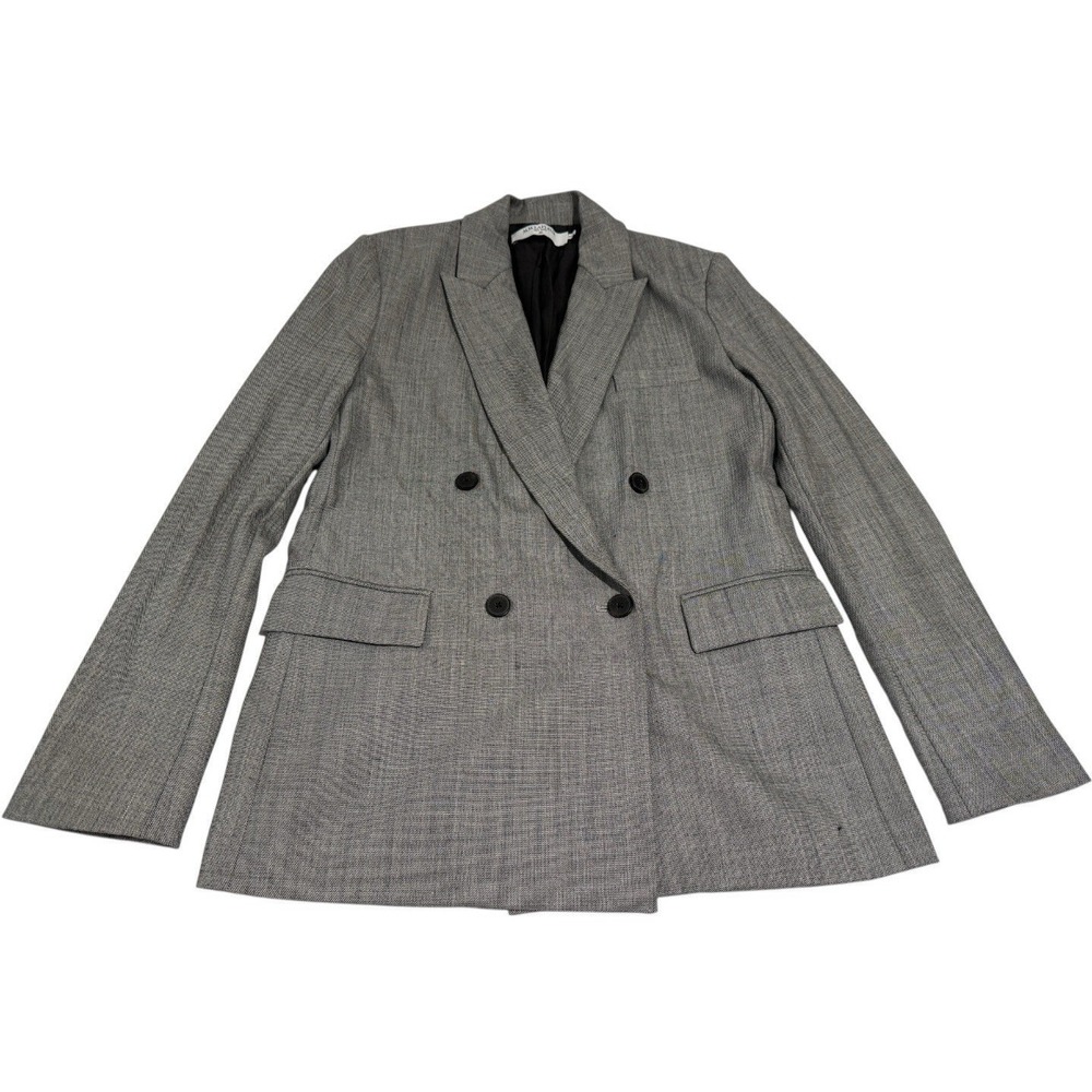 MM.LaFleur O'Hara Boyfriend Wool Blend Double Breasted Blazer Sharkskin‎ 0P
